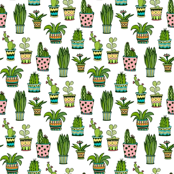 Sappig en cactus naadloos patroon — Stockvector