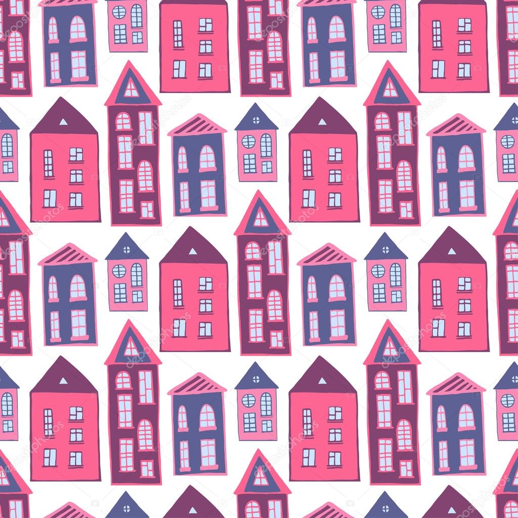 Houses seamless pattern.