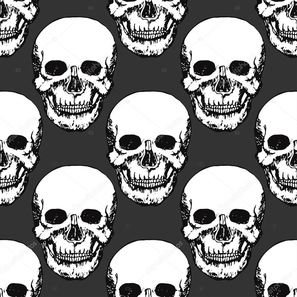 Black skulls print. Skull pattern.