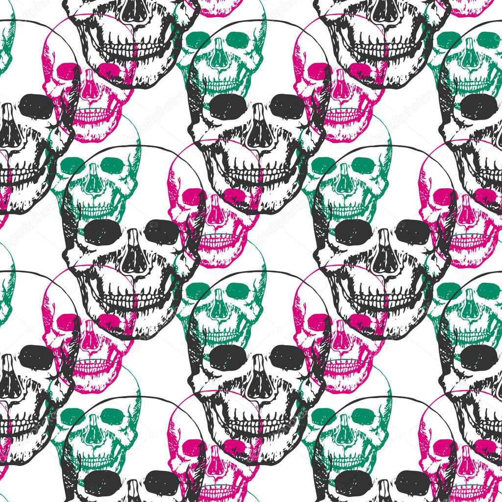 Skulls print. Skulls pattern in black