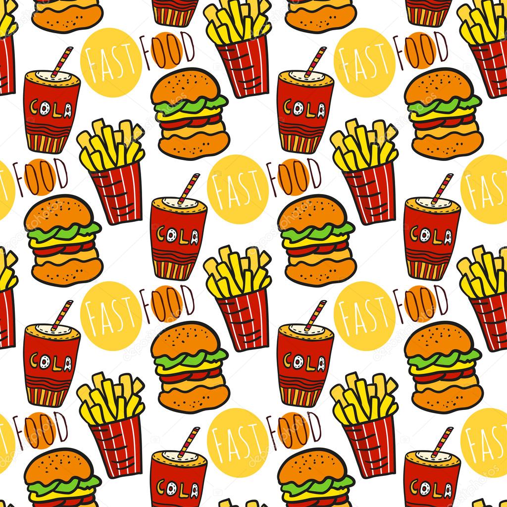 seamless pattern with fast food.