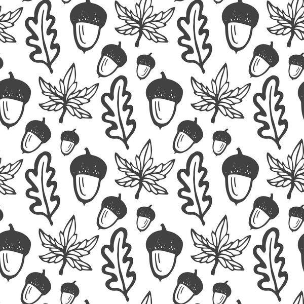 acorns and maple, oak leaves