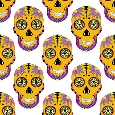 Şeker kafatasları desen çiçek süsleme ile.