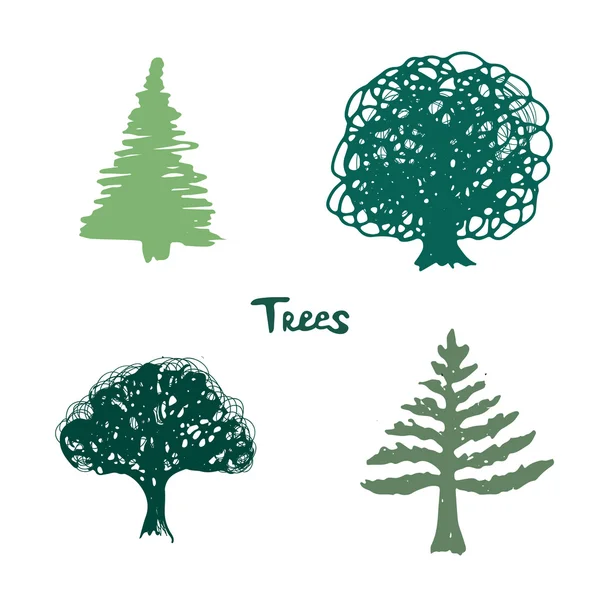 Träd grön siluett. — Stock vektor