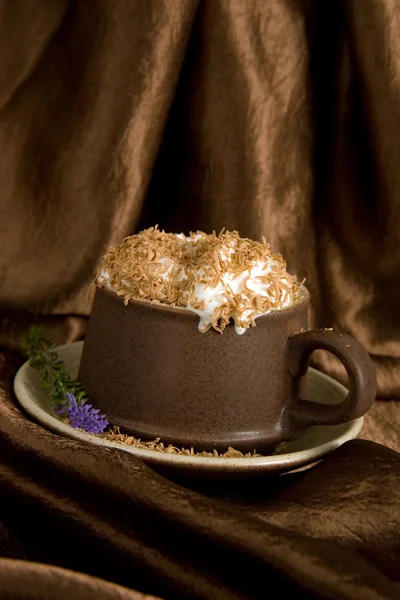 Cream coffee with chocolat crumb — Stok Foto