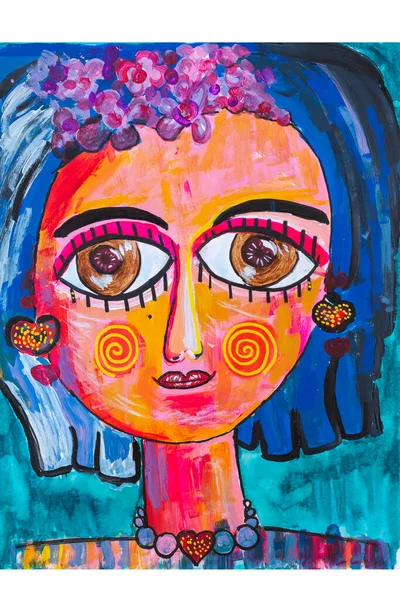 conceptual painting face of a woman big eyes