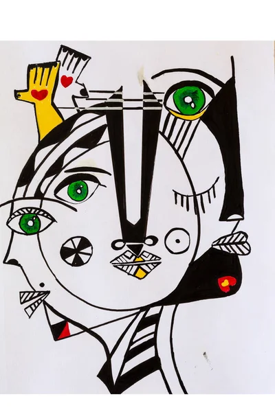 Kubismus Kunst Abstrakte Gesicht Augen Konzeptuelle — Stockfoto