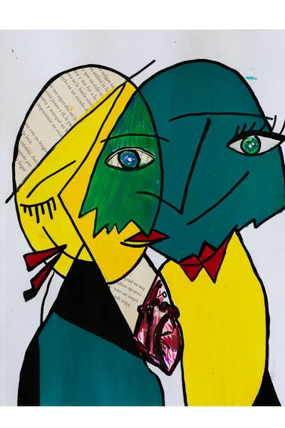 Cubisme Art Abstrait Visage Yeux Conceptuel — Photo