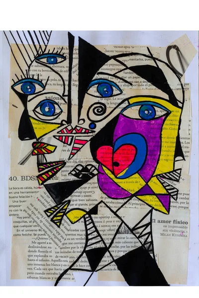 Cubisme Art Abstrait Visage Yeux Conceptuel — Photo