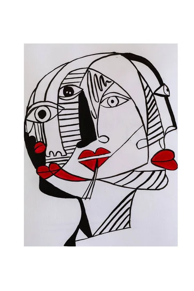 Cubism art abstract face eyes conceptual