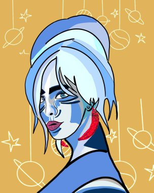 Bir kadının yüz konsepti sanatı.