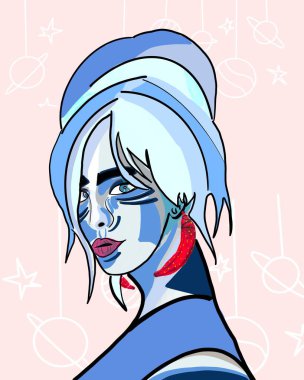 Bir kadının yüz konsepti sanatı.