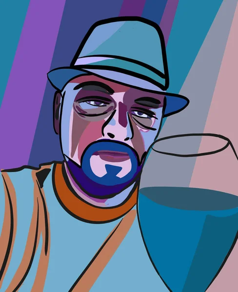 Иллюстрация Человека Выпившего Концептуальный Рисунок — стоковое фото