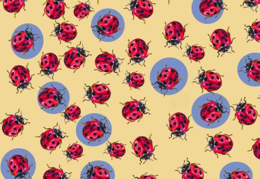 Tekstil veya kartlar için uğur böceğinin desenlerinin gösterimi, böcek