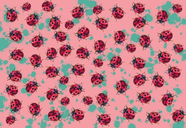 Tekstil veya kartlar için uğur böceğinin desenlerinin gösterimi, böcek