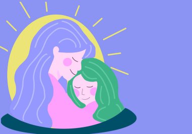 İllüstrasyon kutlaması anneler günü, kadın, çocuk, kart