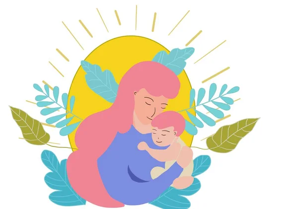 Illustration Feier Muttertag Frau Kinder Karte — Stockfoto