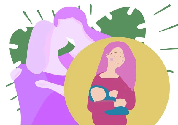 Illustration Feier Muttertag Frau Kinder Karte — Stockfoto