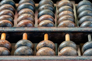 Görünümü, eski ahşap abacus detayını kadar yakın Vintage abacus.