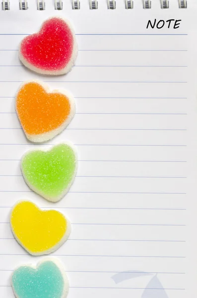 Jöleli şeker beyaz Not kağıt üzerinde