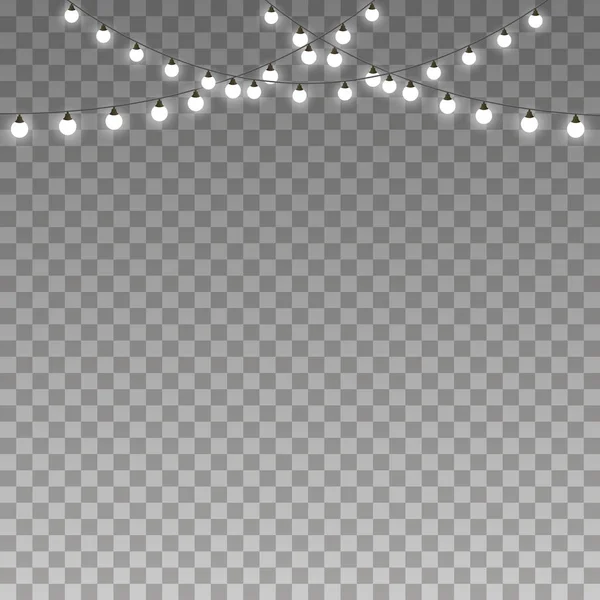 Glödande Glödlampor Transparent Bakgrund — Stock vektor
