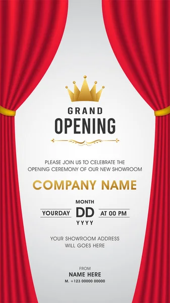Grand Opening Invitation Card Red Curtain Royalty Free Stock Illustrations