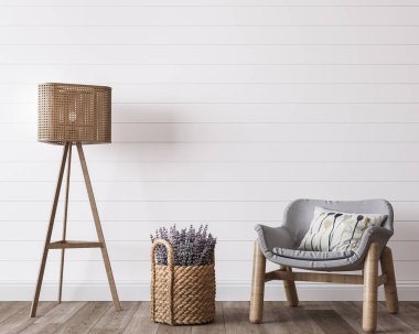 Beyaz sahil ev tasarımlı duvar modeli, 3D görüntüleme