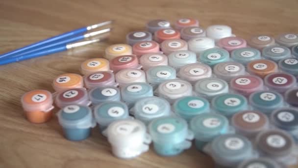 水彩画 艺术家的调色板 不同的颜色 — 图库视频影像