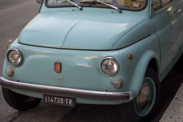 Terni Italien November 2020 Detail Eines Hellblauen Fiat 500 Fiat — Stockfoto