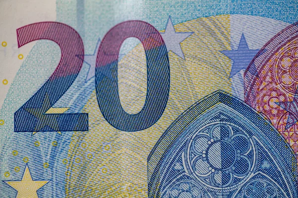 Részletek Eurobankjegy Fehér Alapon — Stock Fotó