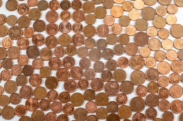 Texture Euro Cent Coins Different Denominations — Stock Photo, Image