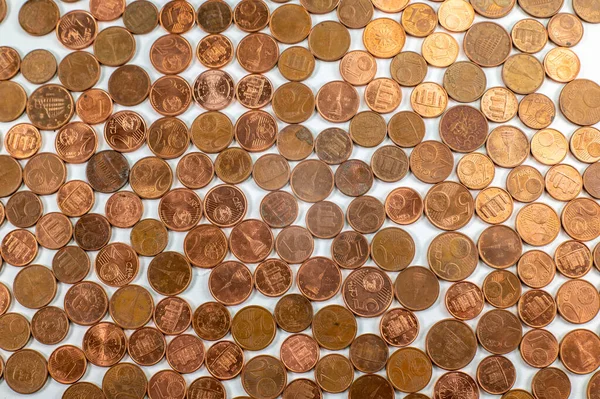 Texture Euro Cent Coins Different Denominations — Stock Photo, Image