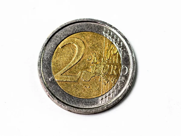 Photograph Two Euro Coin White Background — Stock Photo, Image