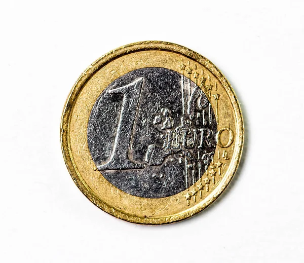 Foto Einer Ein Euro Münze Auf Weißem Hintergrund — Stockfoto