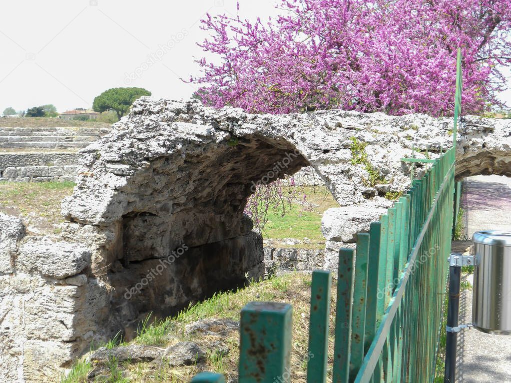 archaeological excavations of paestum naples on a sunny day