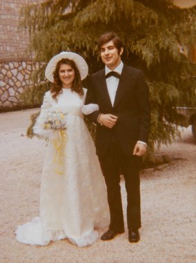 Terni, İtalya 12 Eylül 1970: 70 'lerde bir düğün portresi