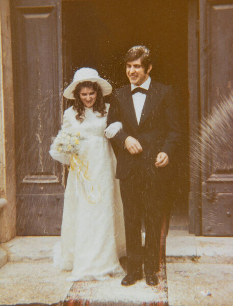 terni,italy september 12 1970:portrait of a wedding in the 70s