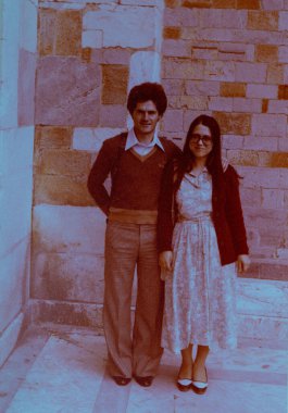 Toscana, İtalya 10 Mayıs 1980: 80 'lerde Toskana' da balayı sırasında insanların portresi