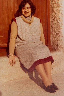 Terni, İtalya 08 Haziran 1980: 80 'lerde hamile bir kadının portresi