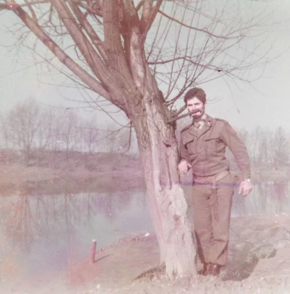 Torino Itália Janeiro 1960 Retrato Soldado Exército Década — Fotografia de Stock