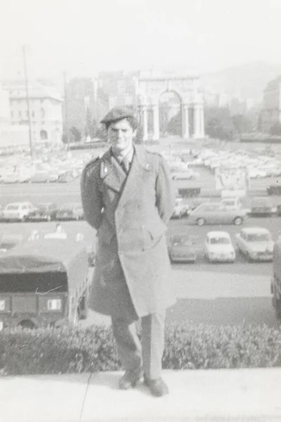 Torino Itália Janeiro 1960 Retrato Soldado Exército Década — Fotografia de Stock