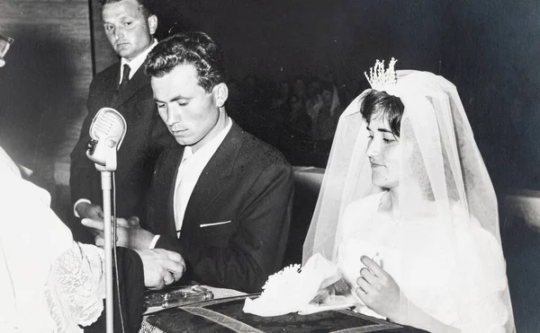 Terni Italy Október 1960 Portré Egy Évekbeli Esküvőről — Stock Fotó