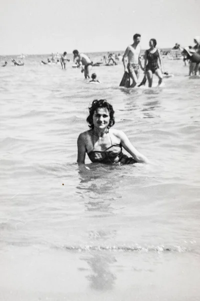 Rimini Italy Június 1950 Tenger Mellett Években — Stock Fotó