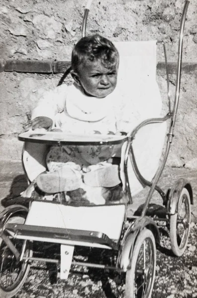 Terni Itália Outubro 1960 Retrato Bebê Carrinho Dos Anos — Fotografia de Stock