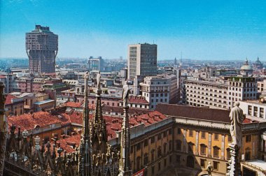 Milan, İtalya 18 Mayıs 1970: 1970 'lerden Milano Panoraması
