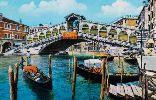 Venedik Talya Mayıs 1970 Lerde Venedik Rialto Köprüsü — Stok fotoğraf
