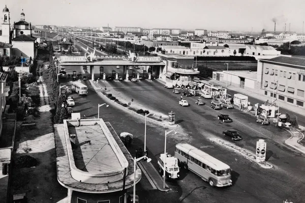 Milaan Italië Juni 1950 Autosnelweg Milaan Jaren Vijftig Stockfoto