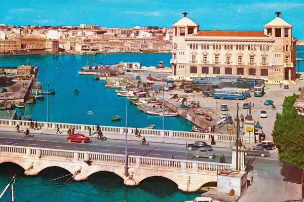 Siracusa Italie Mai 1960 Syracuse Petit Port Palazzo Delle Poste — Photo