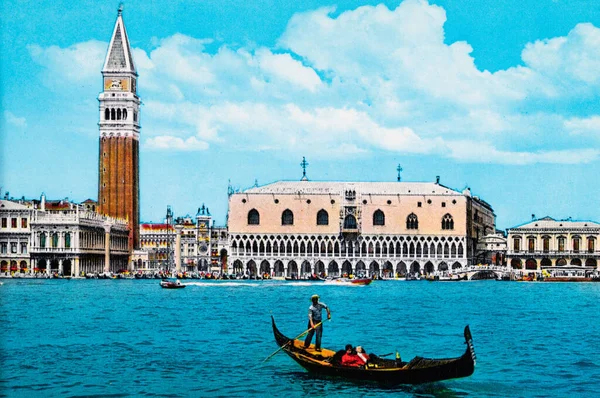Venedik Talya Temmuz 1970 Venedik Bazilikası San Marco Gondolu Lerden — Stok fotoğraf