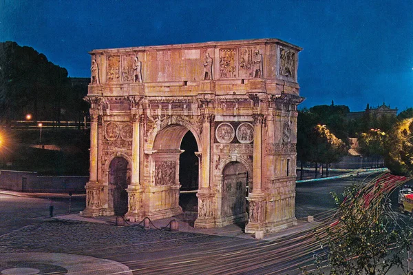 Ρώμη Ιταλία Μαΐου 1970 Ρωμαϊκή Αψίδα Της Κωνσταντίνης Νύχτα Στη — Φωτογραφία Αρχείου